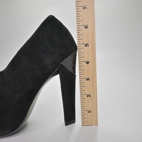 Vtg CHARLES JOURDAN Heels Womens Size 8 Black Suede Snakeskin Embossed Peep Toe - Picture 11 of 11